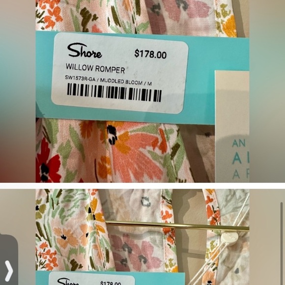 Shore Women’s Willow Shorts Romper Resort Pockets Floral Pockets New size M - Picture 5 of 14